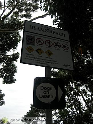 Signs for Hyams beach
