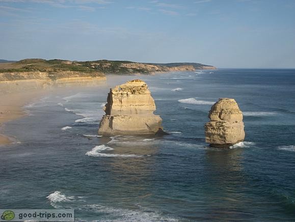 Two limestone stacks on the east side