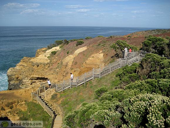 Wodden staircase to the Grotto