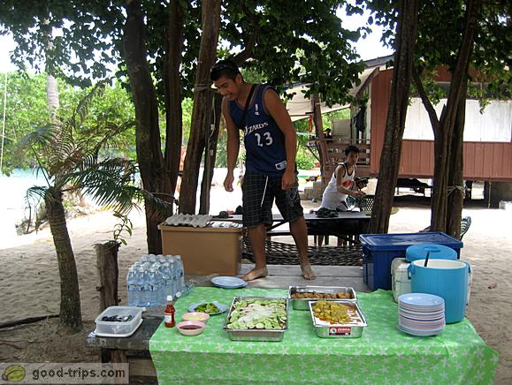 Preparing for lunch included at day trips around Ang Thong National Marine Park