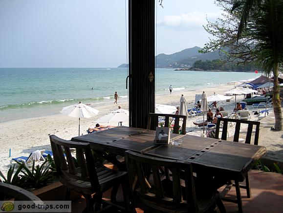 View of the Chaweng beach from restaurant