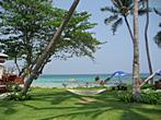 Thongtakian Beach - Promtsuk Buri <br> Hammock and Thongktakian Beach on Koh Samui in background 